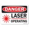 Signmission OSHA Danger Decal, Laser Operating W/ Graphic, 10in X 7in Decal, 7" H, 10" W, Landscape OS-DS-D-710-L-19416 - alternate 1